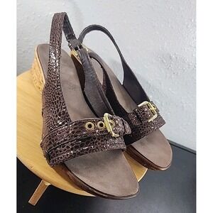 Onesole Wedge Brown Interchangeable Sandal Womens 9M Slingback